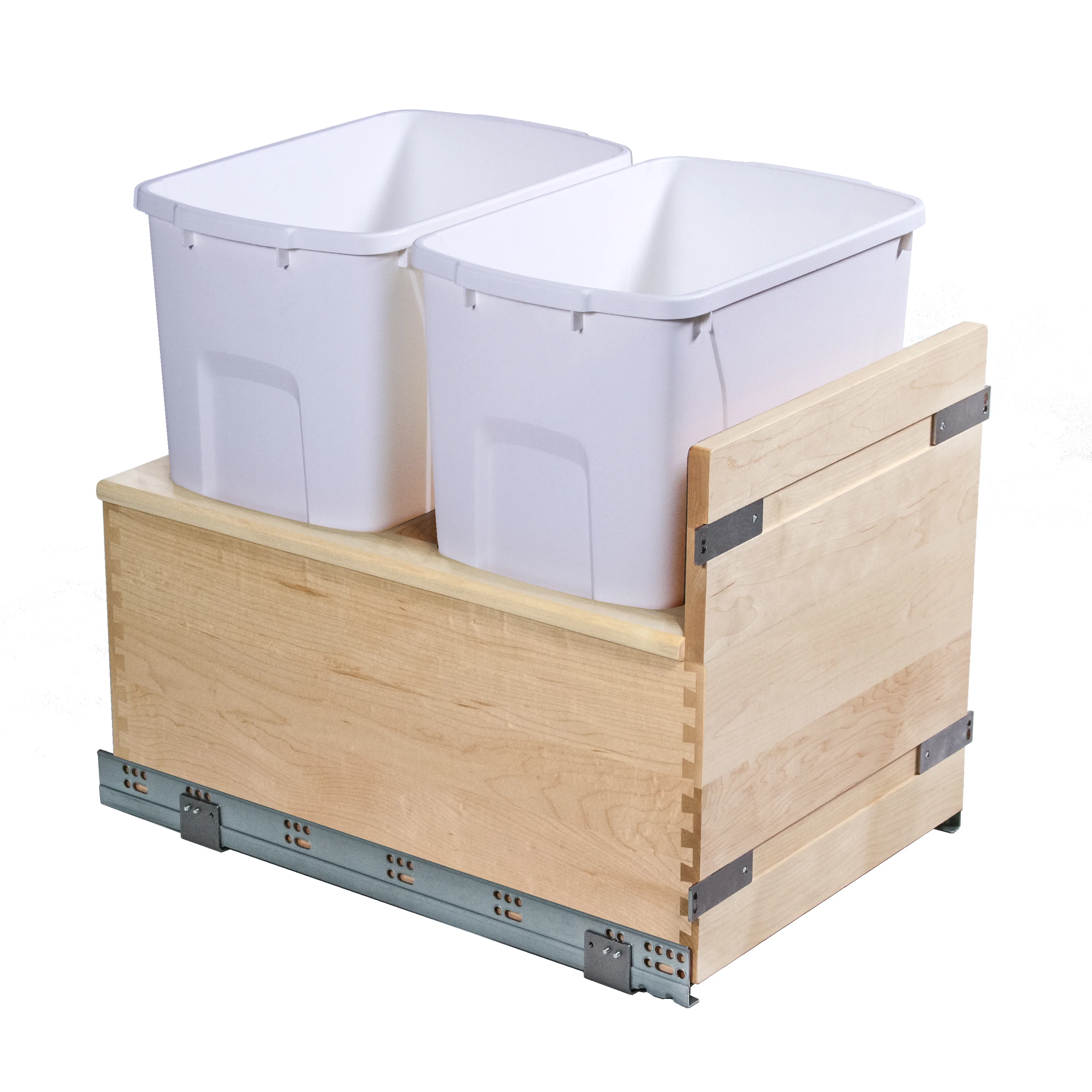 Meadow Lane Double Waste Bin Pullout 50 Quart, White