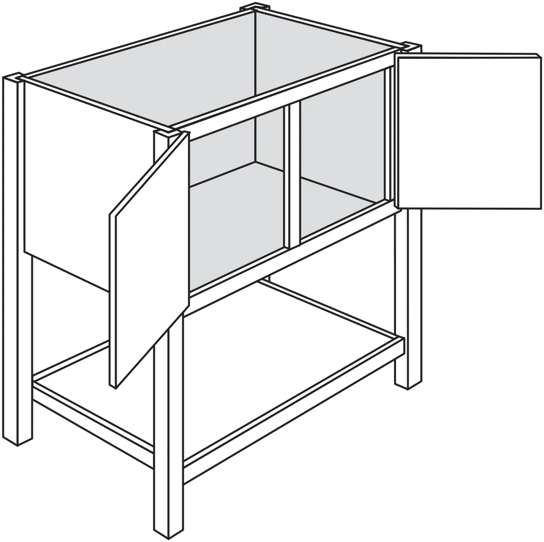 Open Shelve Vanity Sink Base 36 W X 34-1/2 H X 21 D – Trenton Recessed by JSI