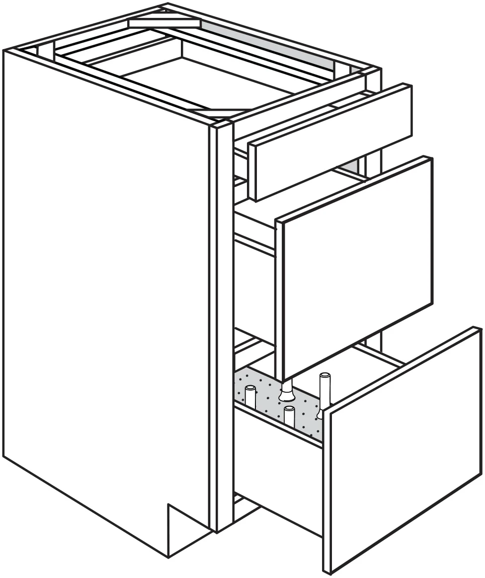Base 3 Drawer w/ Peg System Dishware Organizer 12 W X 34-1/2 H X 24 D – Upton Slab by JSI