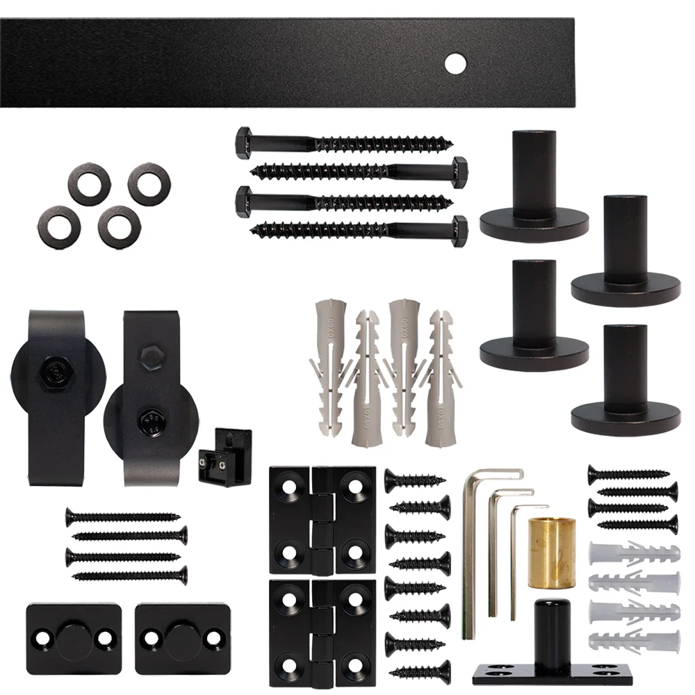 Bifold Barn Door Hardware Kit With Rail Rail, Top Mount, 5 foot, Single