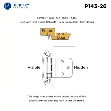 Hickory Hardware Surface Mount Self-Closing Hinge 2-3/4" x 2-5/16"