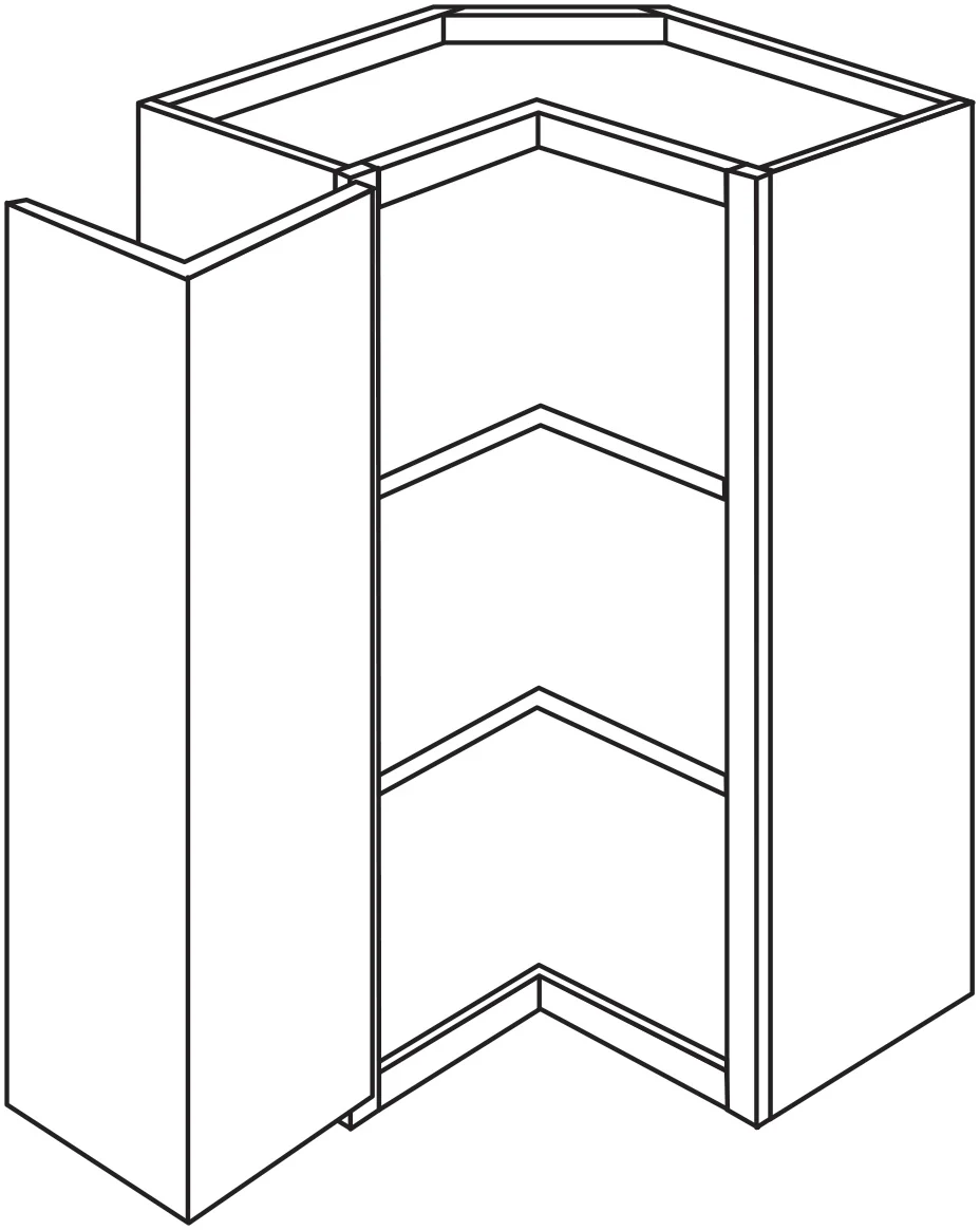 Pie Cut Corner Wall Cabinet 24 W X 30 H X 24 D – Contemporary Oak by TA Cabinetry