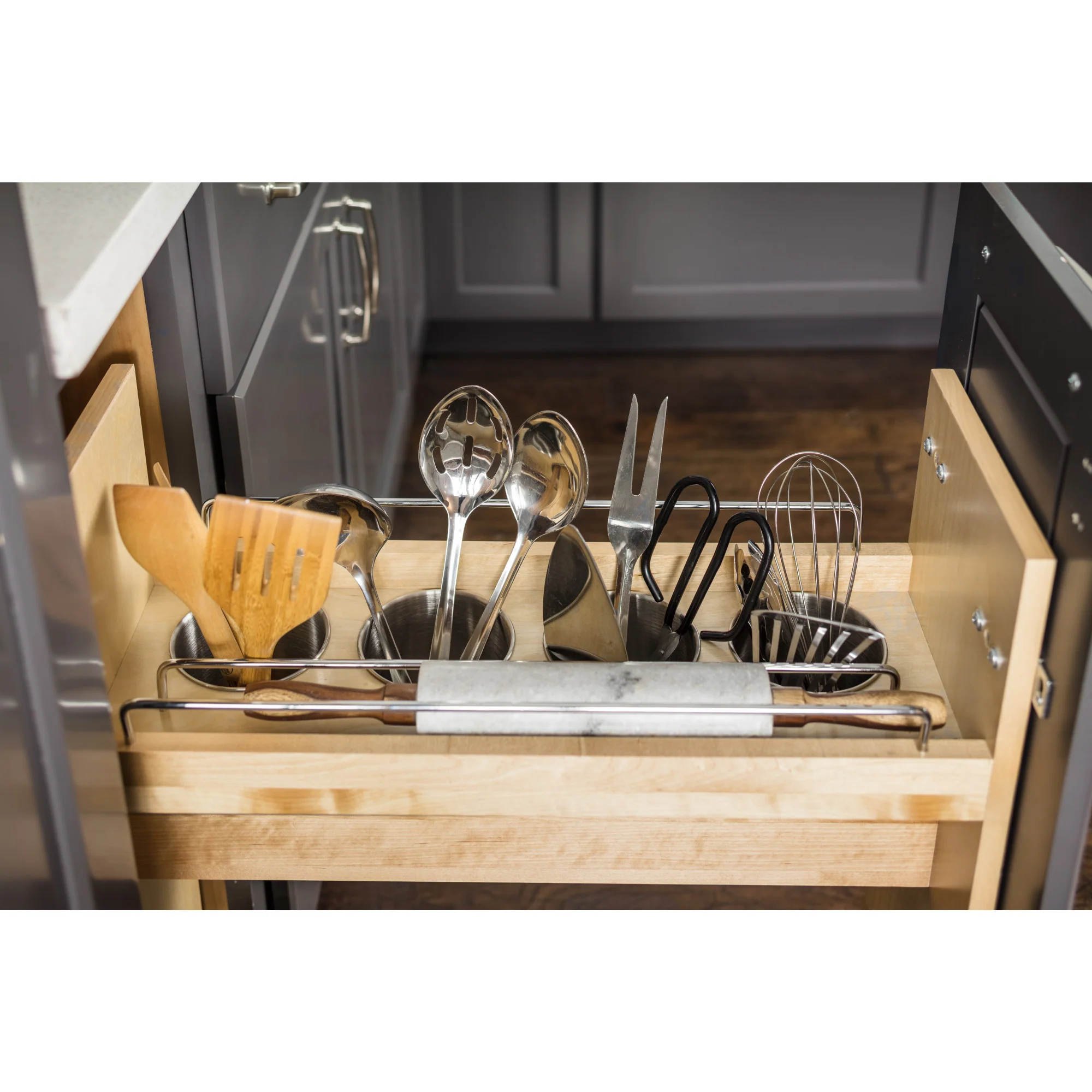 Hardware Resources “No Wiggle” Utensil Bin Base Cabinet Pullout