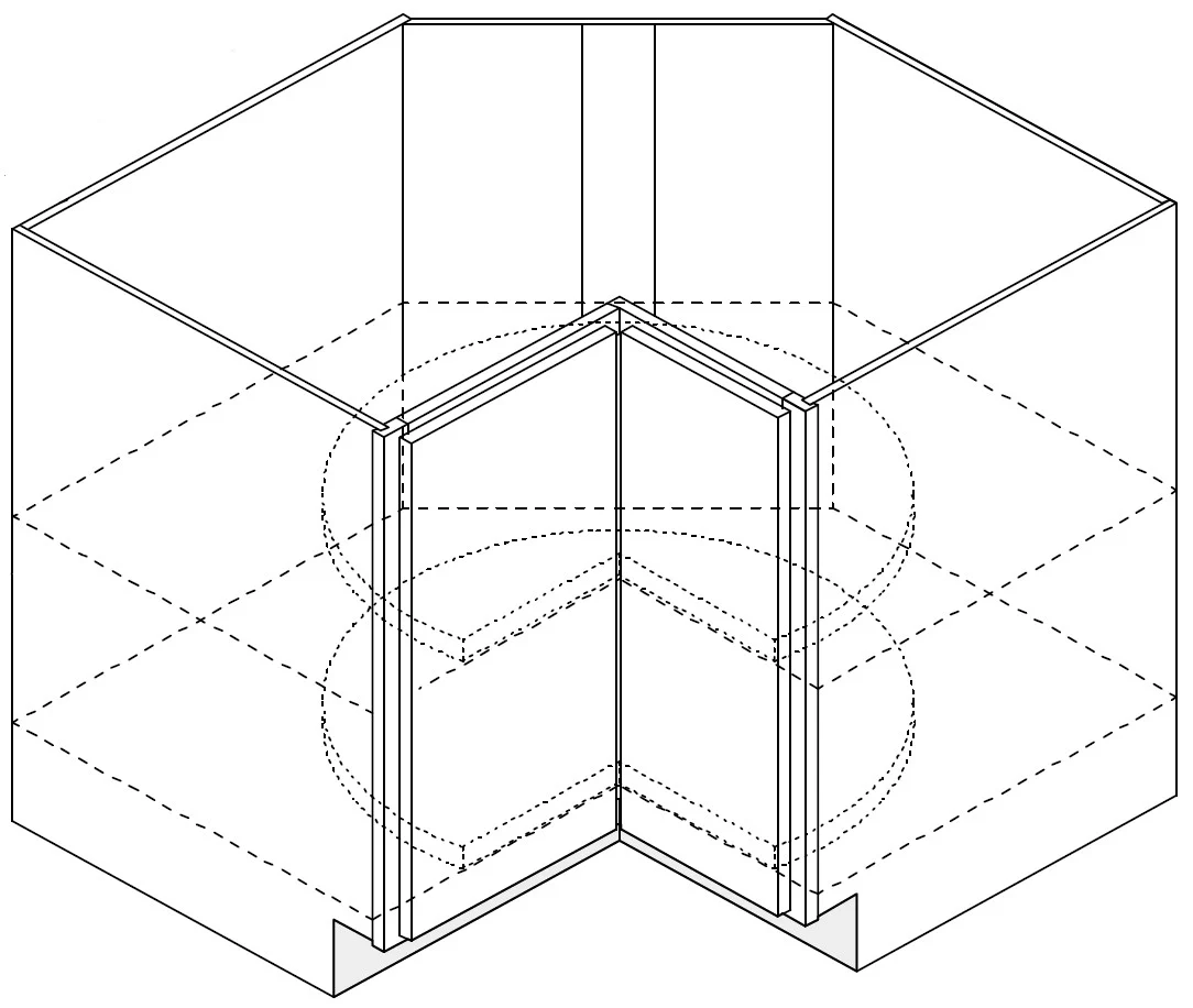 Asym Lzy Sue Crnr Base Cbnt fix wood shelf 33 W X 36 W X 34-1/2 H X 24 D – Sierra Stain by Legend