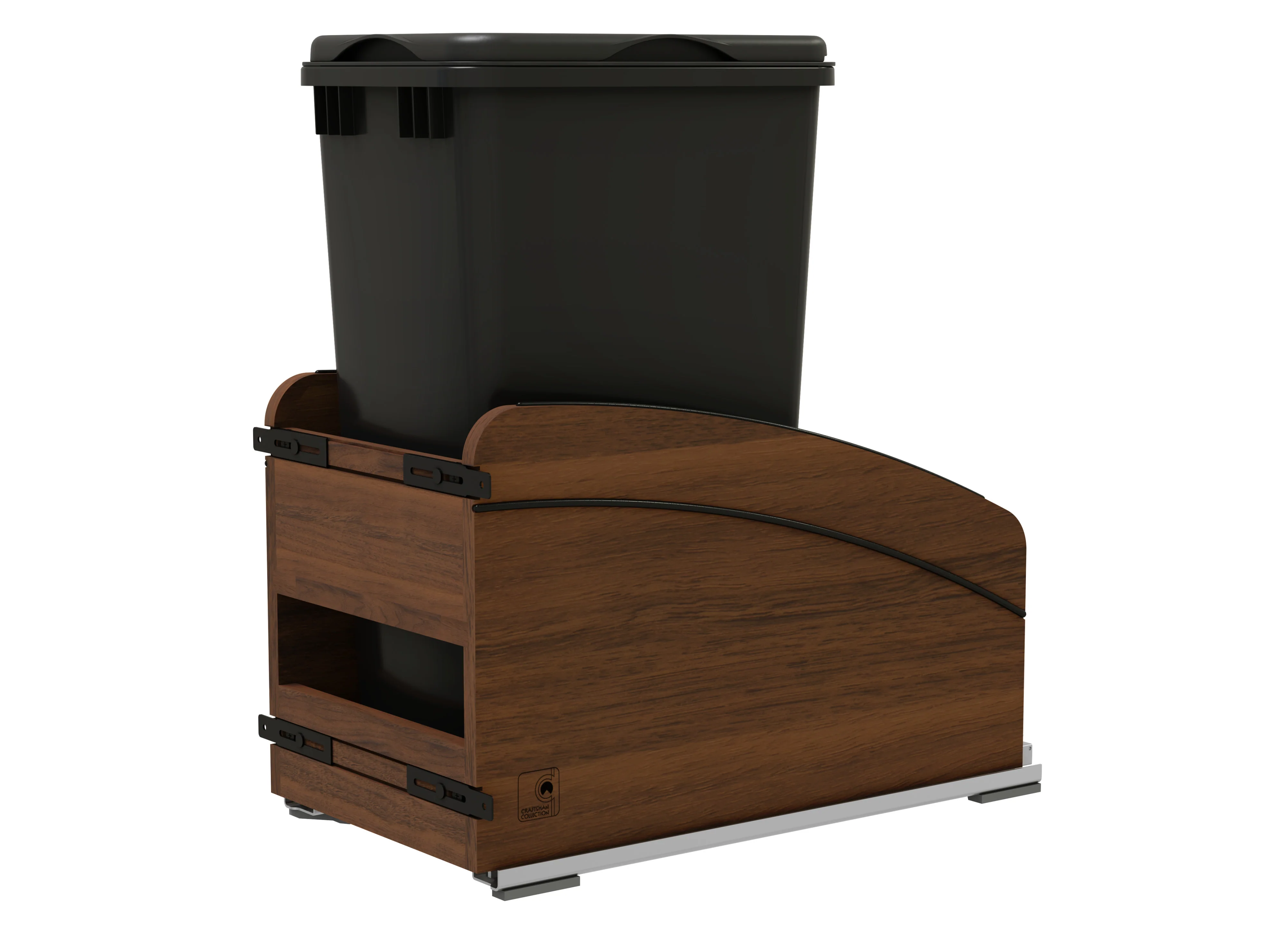 Craftsman Collection Bottom Mount Pullout Waste Container w/ Black Accents, Walnut, 15″