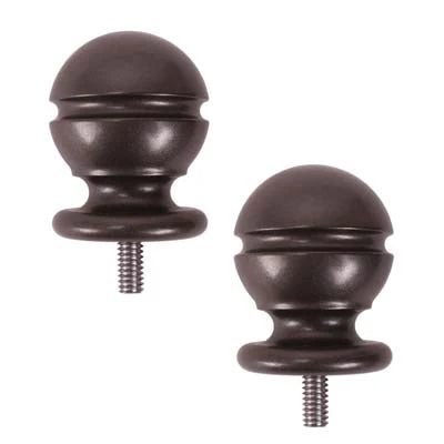Quiet Glide, Ball Finial Style end cap PAIR, Oil Rubbed Bronze