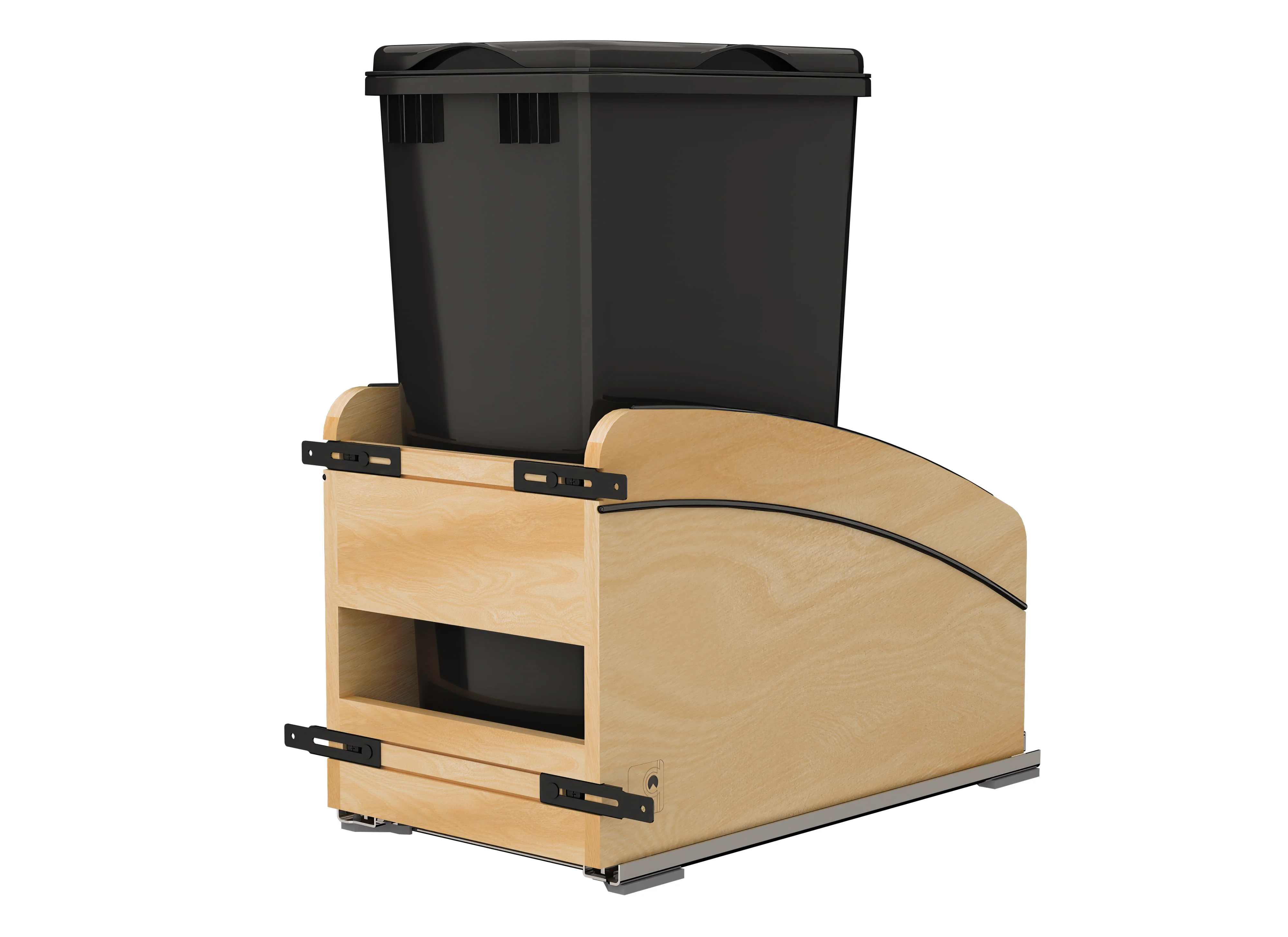 Craftsman Collection Bottom Mount Pullout Waste Container w/ Black Accents, Maple, 15″