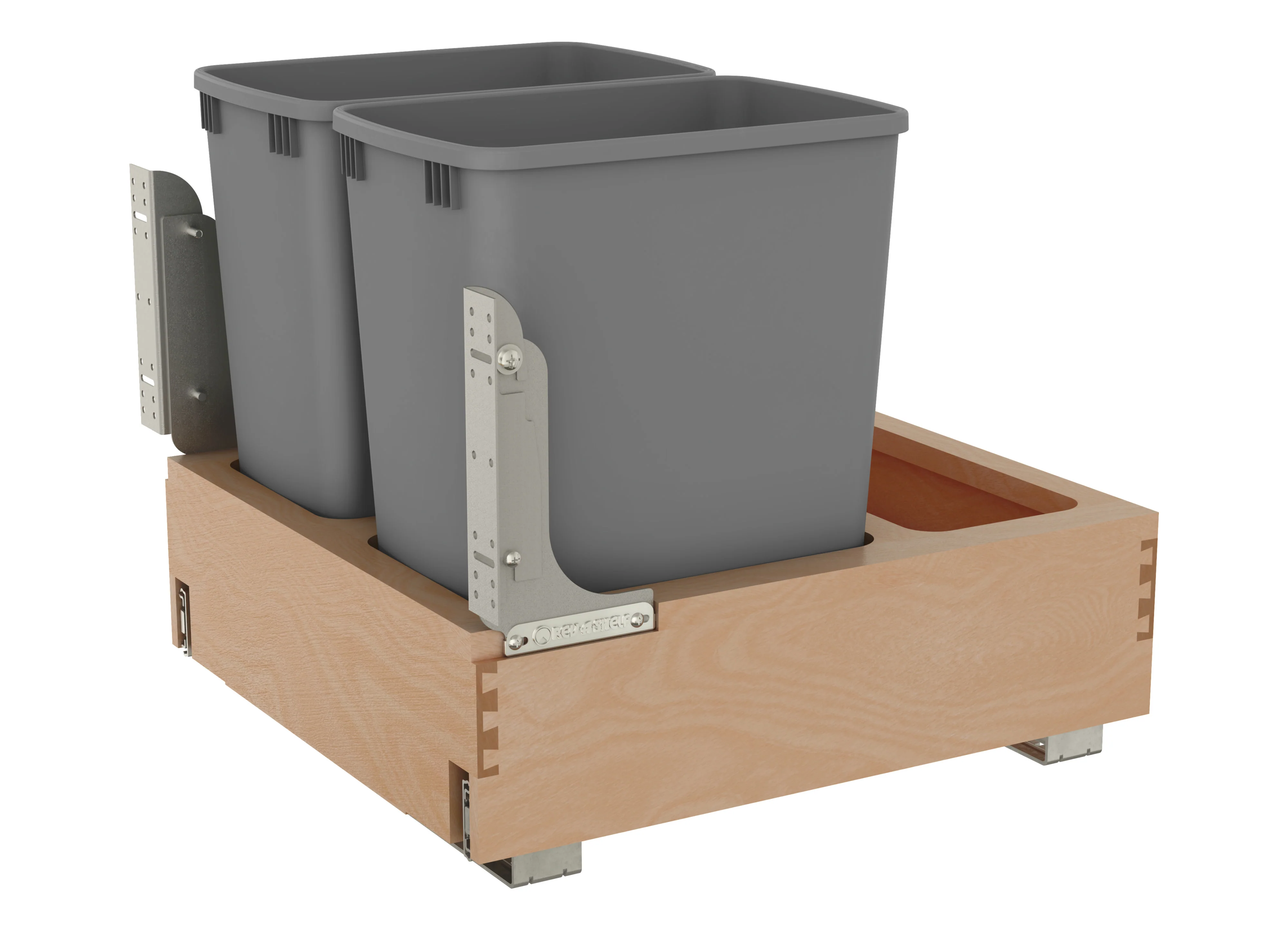 Rev-a-shelf Bottom Mount Wood Waste Container With Rev-A-Motion Metallic Silver