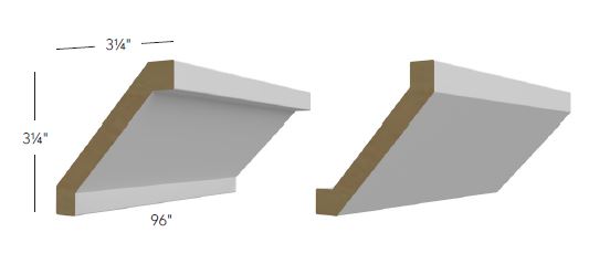 Crown Large Shaker Moulding 3-1/4 H X 3-1/4 D X96 L- Fusion by Fabuwood