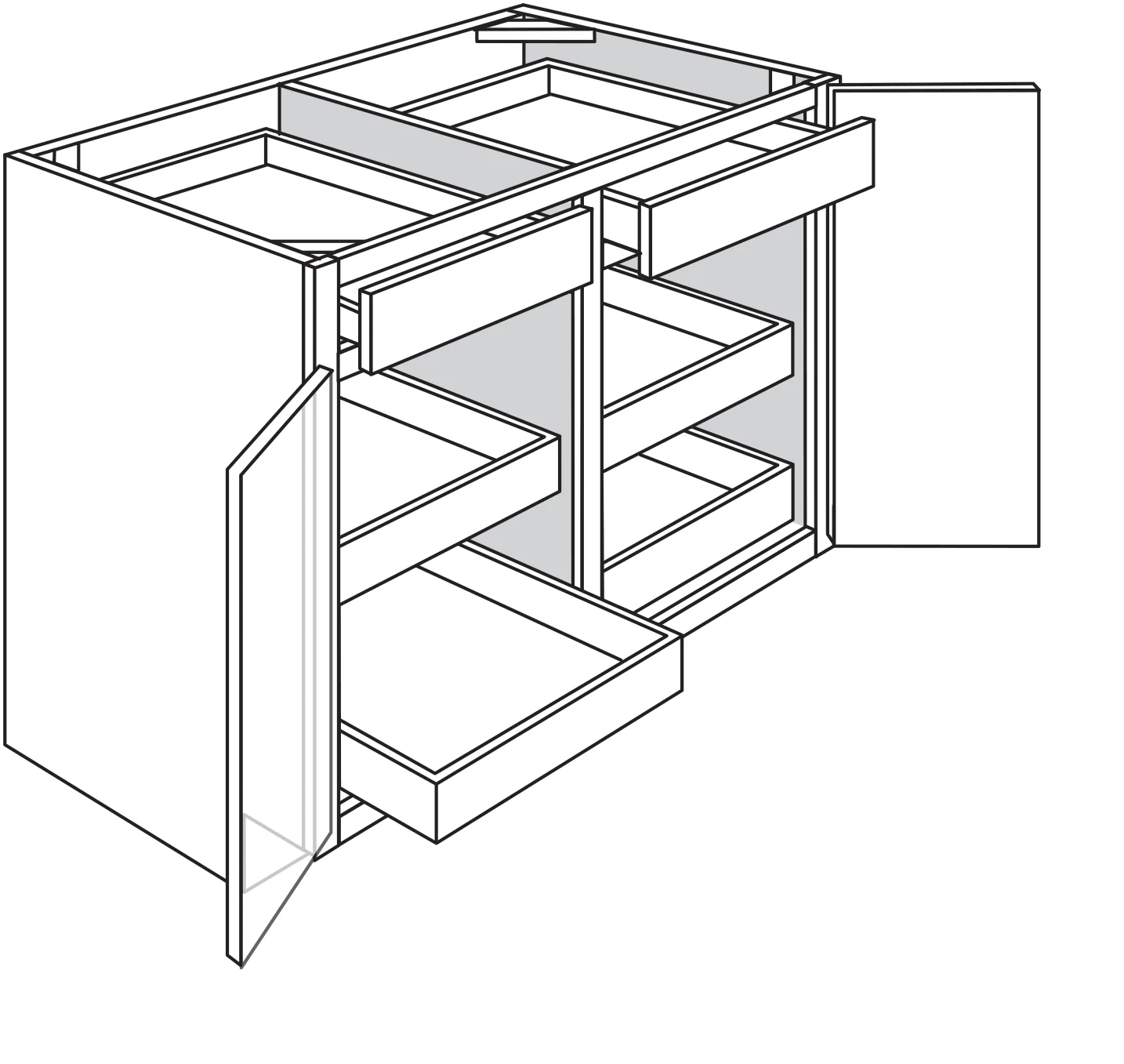 Base w/ soft-close rollout 42 W X 34-1/2 H X 24 D – Upton Slab by JSI