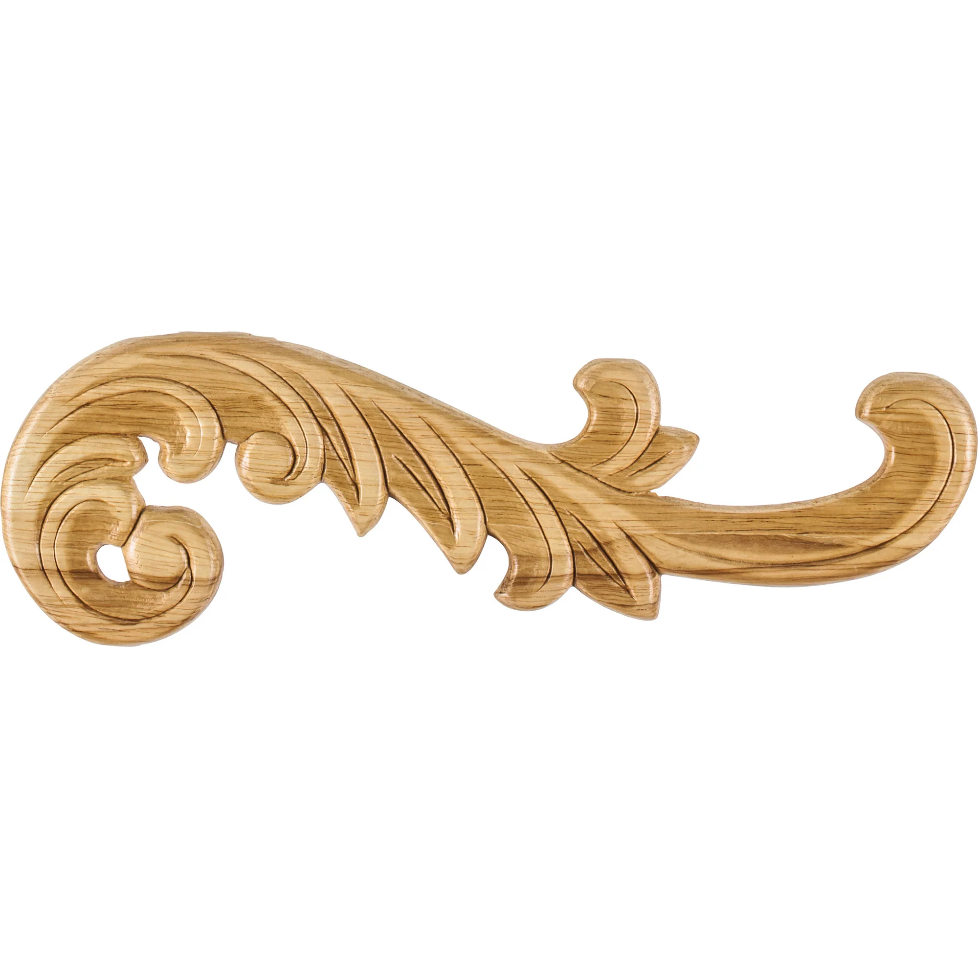 Hardware Resources 10-1/2″ x 5/16″ x 3-1/4″ Right Curved Pressed Applique, Rubberwood