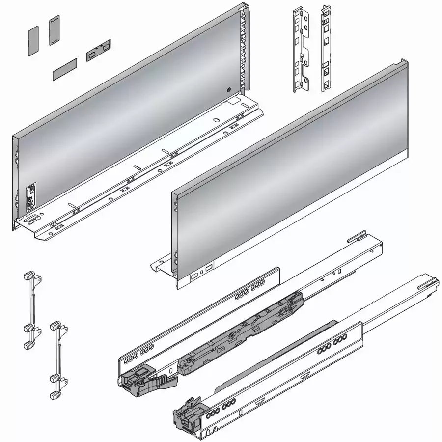 Blum Legrabox 770M Series Height 90.5mm Drawer Profile Orion Gray Set 14″ Length, Multiples of 6