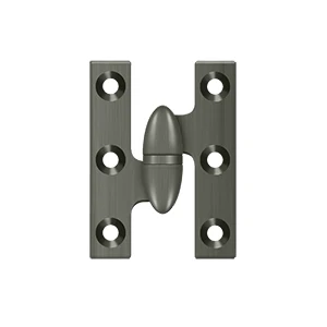 Deltana 2″ Height, 2-1/2″ Length Olive Knuckle Hinge, Antique Nickel, Left