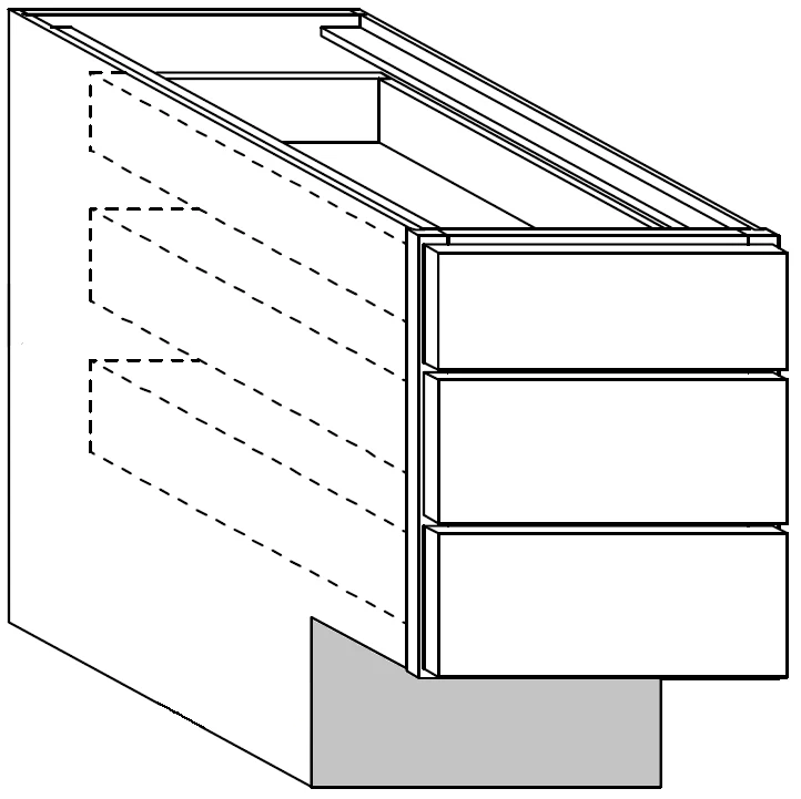 3 Drawer Base 12 W X 32-1/2 H X 24 D (9 inch toe) – Rushmore Paint by Legend