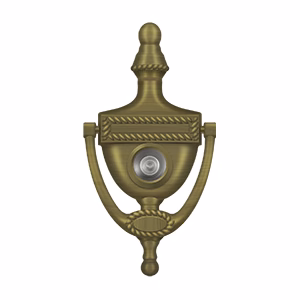 Deltana Victorian Rope Door Knocker-Viewer, Antique Brass, 3-7/8"