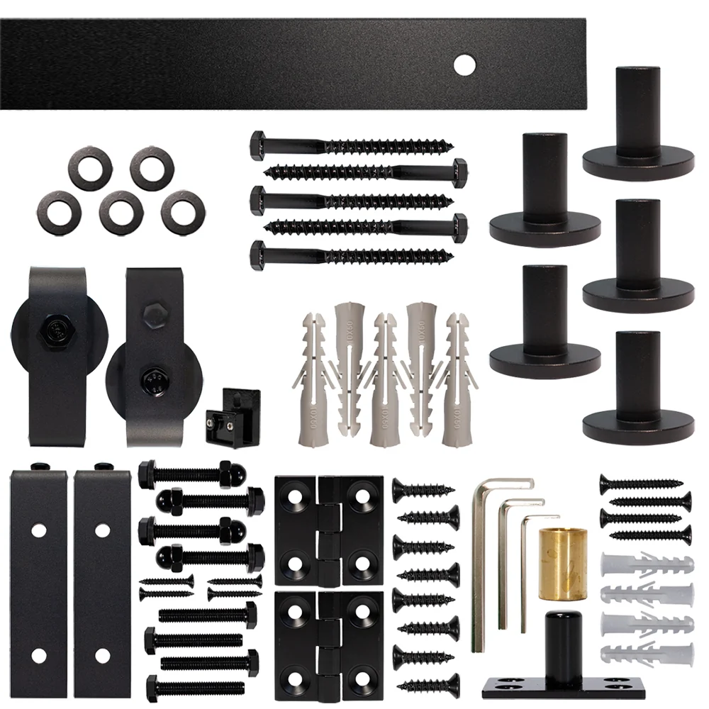 Bifold Barn Door Hardware Kit With Rail Rail, Front Mount, 6 foot, Single