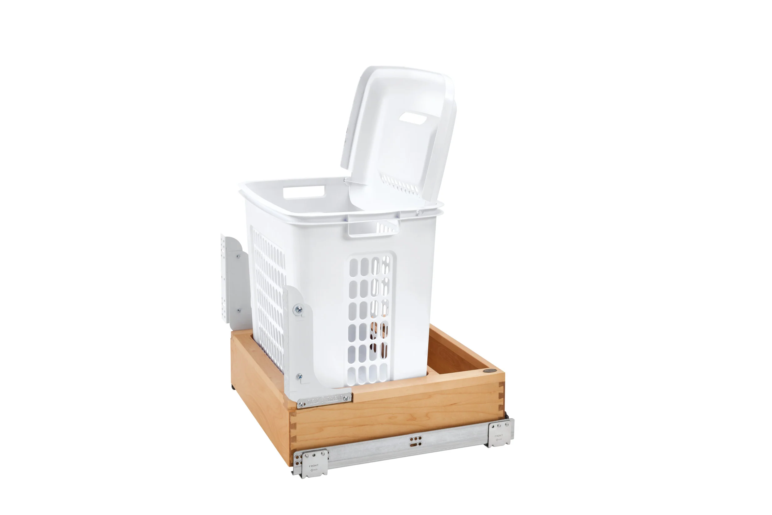 Maple Bottom Mount Hamper Pullout W/ Blumotion Soft-Close For 24″ Vanity/Closet Base Cabinets