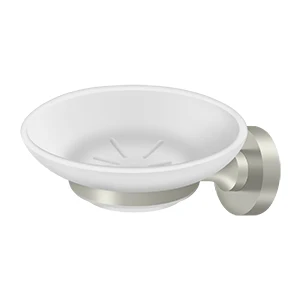 Deltana Soap Holder With Glass Nobe Series, Satin Nickel