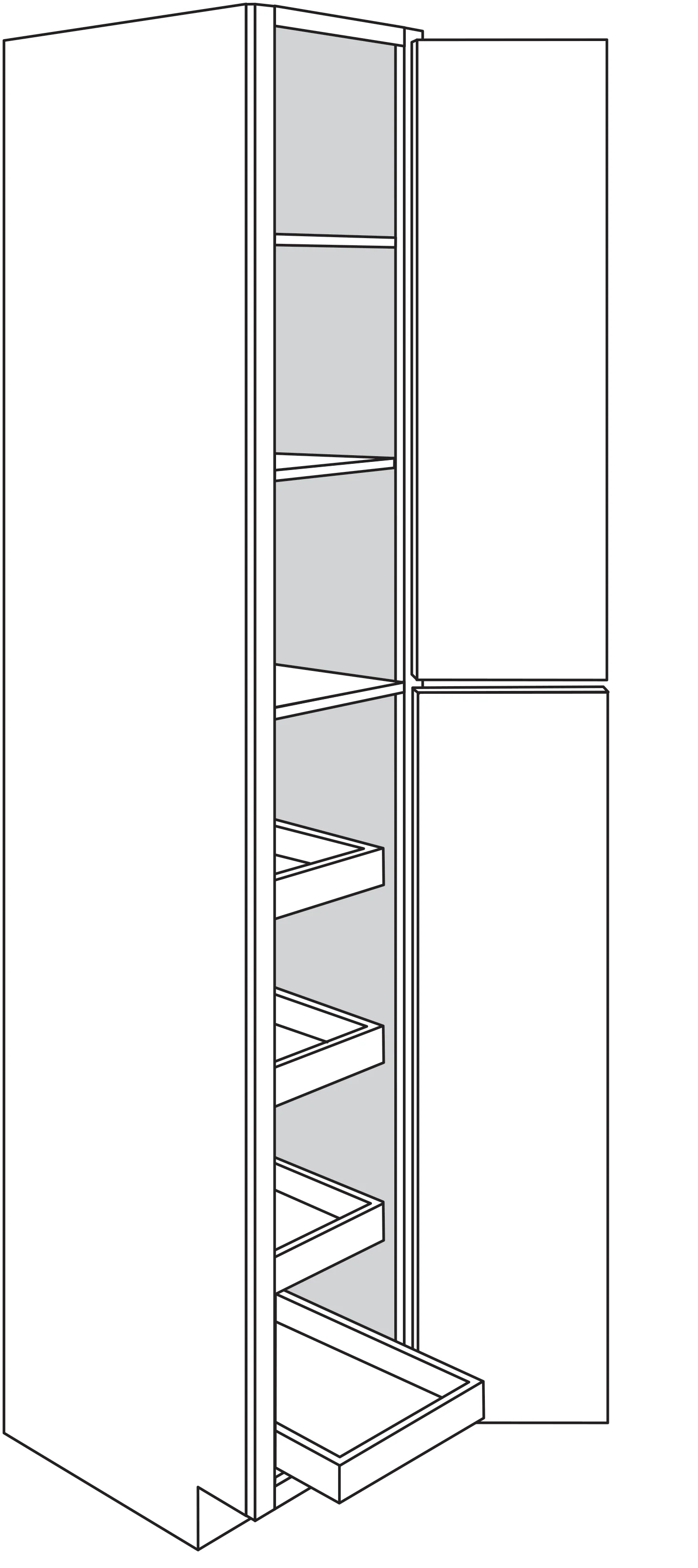 Pantry Cabinet w/ soft-close rollout tray 18 W X 96 H X 24 D – Amesbury Slab by JSI