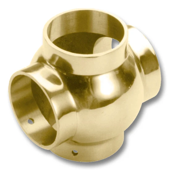 Ball Cross for 2″ Tubing Polished Brass