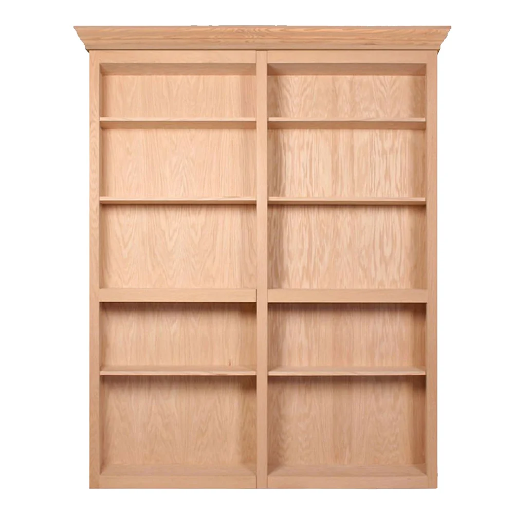 Invisidoor Bifold Bookcase With Valance Assembled Unfinished 61″ Width Maple