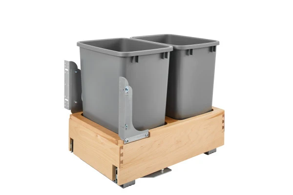 Rev-a-shelf Bottom Mount Wood Waste Container With Rev-A-Motion Metallic Silver