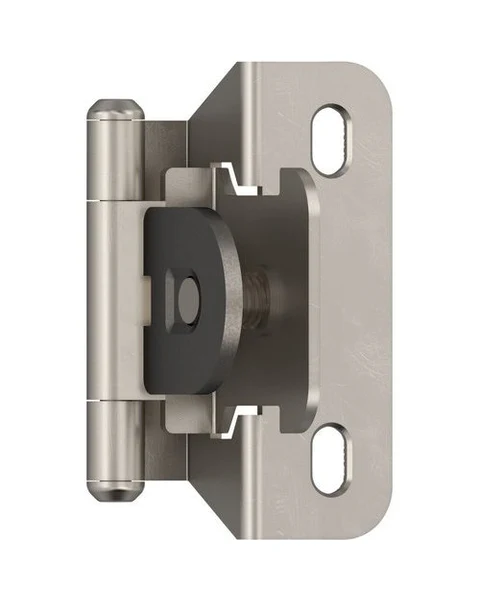 1/2 inch Overlay Single Demountable Partial Wrap Cabinet Hinge Satin Nickel