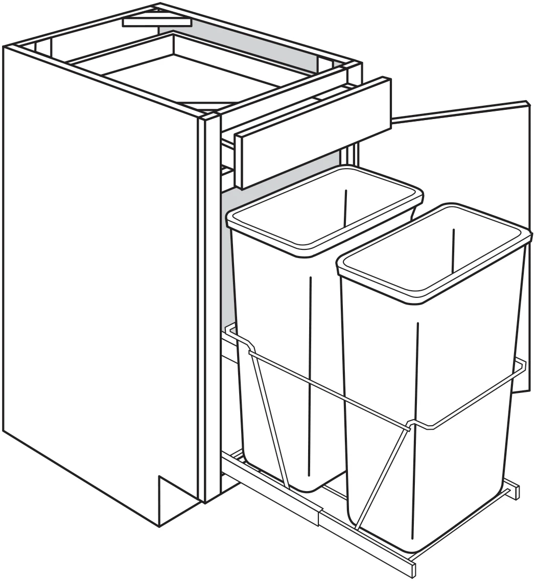 Base w/ Trash pullout 18 W X 34-1/2 H X 24 D – Upton Slab by JSI