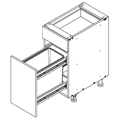 Base 18 W X 34-1/2 H X 24 D – Standard Series by Open Air Cabinets (Trash Pull-Out 1 Bin)