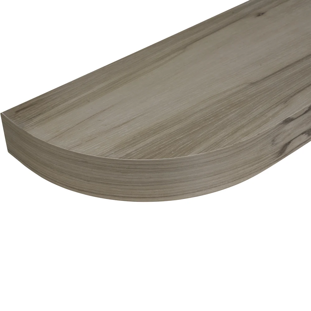 30″ L x 2.5″ T x 10″ D Curved Floating Shelf, 8.5″ Radius, 1 Corner, Hickory