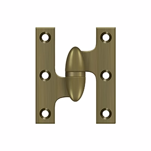 Deltana 2″ Length, 2-1/2″ Height Olive Knuckle Hinge, Antique Brass, Left