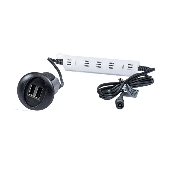 USB Charger, Dual, Round, Black