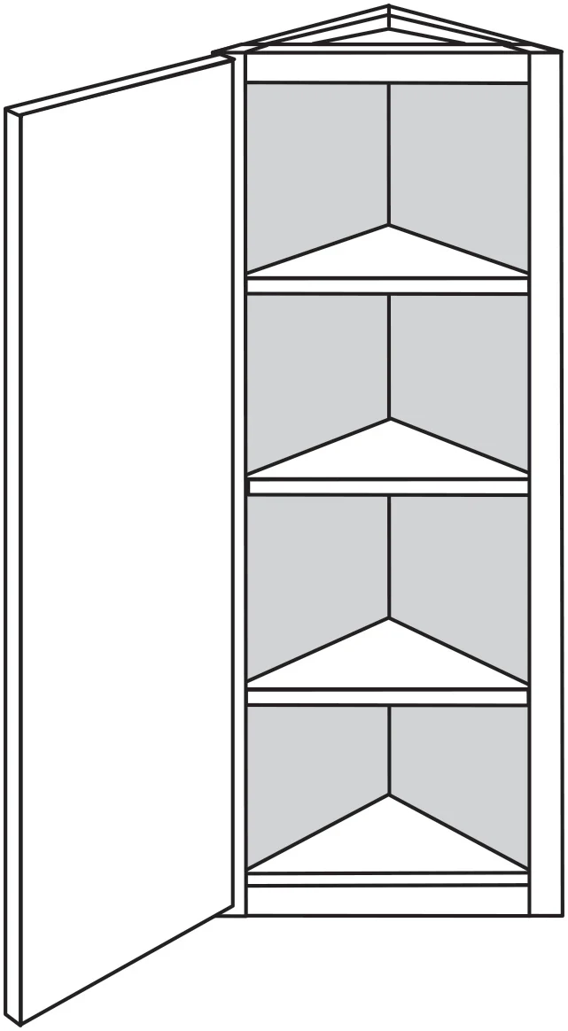 Angled Corner Wall Cabinet 12 W X 39 H X 12 D – Rushmore Paint by Legend