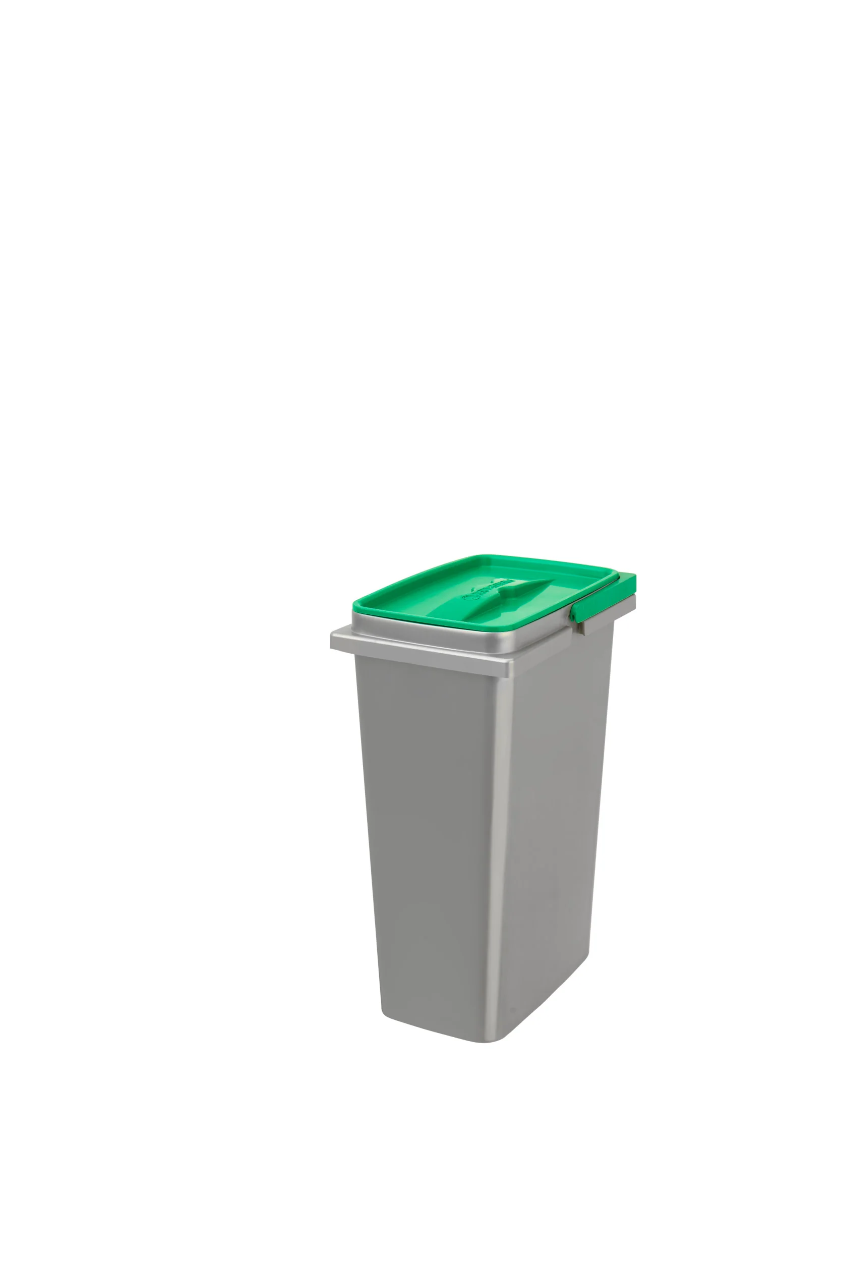 8 Liter Silver Polymer Replacement Waste Container W/ Lid For Rev-A-Shelf Pullouts, Green