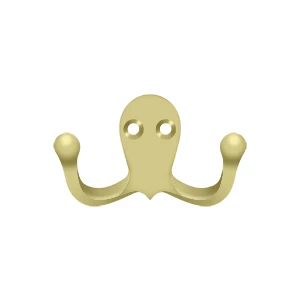 Deltana Double Hook, Polished Brass