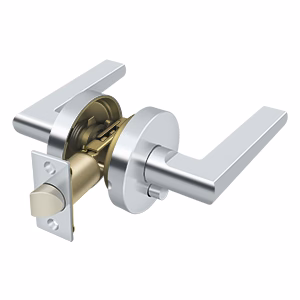 Deltana Zinc Portmore Lever W/Round Escutcheon Privacy Door, Polished Chrome, Left