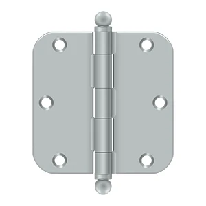 Deltana 3-1/2” x 3-1/2” Hinge With Ball Tips, Thickness .085” Brushed Chrome 5/8″ Radius