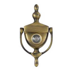Deltana Door Knocker-Viewer, Antique Brass, 3-3/4"