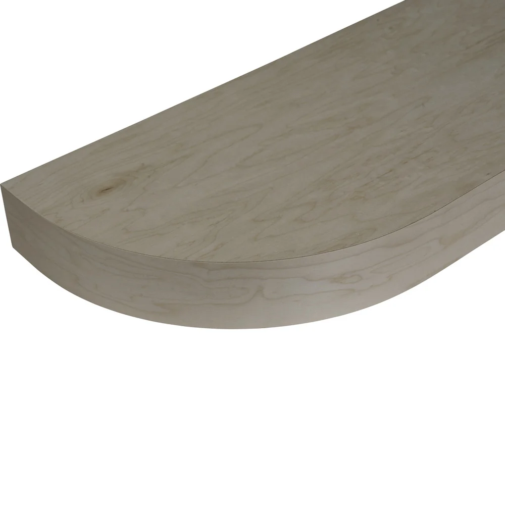 42″ L x 2.5″ T x 10″ D Curved Floating Shelf, 8.5″ Radius, 1 Corner, Cherry