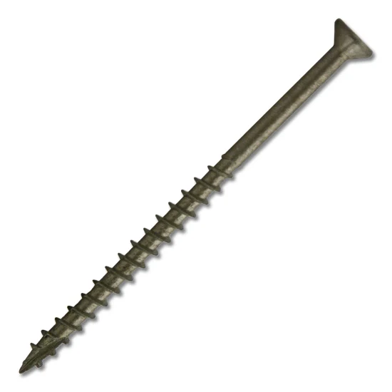 #8 Flat Head Screw With Nibs #2 Square Coarse Double Auger 3" Length Satin Brass, Multiples of 100