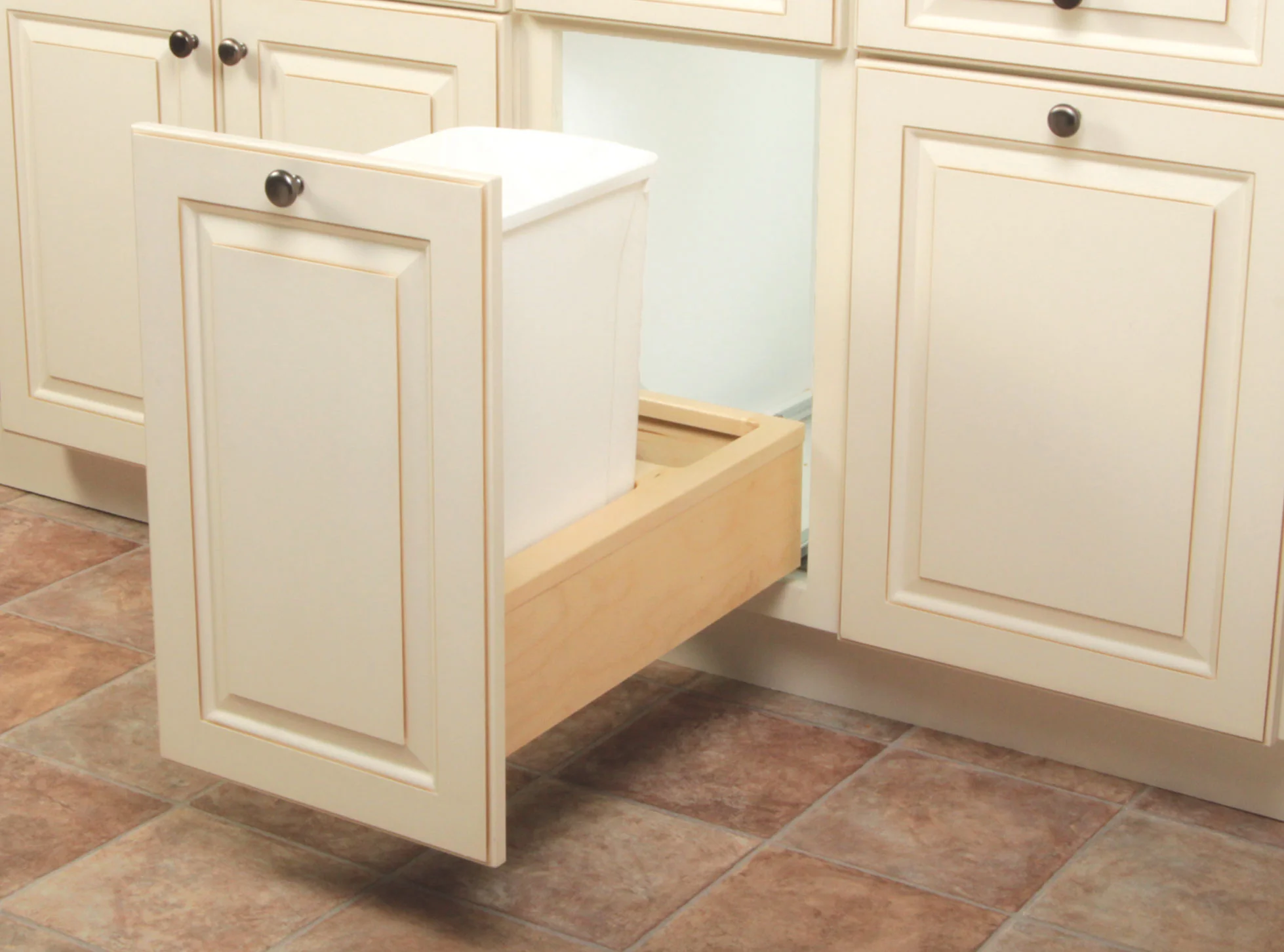 Knap & Vogt Soft-Close Under-Mount Wooden Trash Recycling Pullout