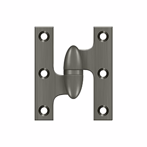 Deltana 2″ Length, 2-1/2″ Height Olive Knuckle Hinge, Antique Nickel, Left