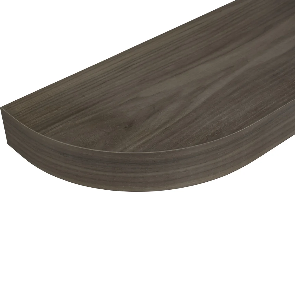 24″ L x 2.5″ T x 10″ D Curved Floating Shelf, 8.5″ Radius, 1 Corner, Walnut