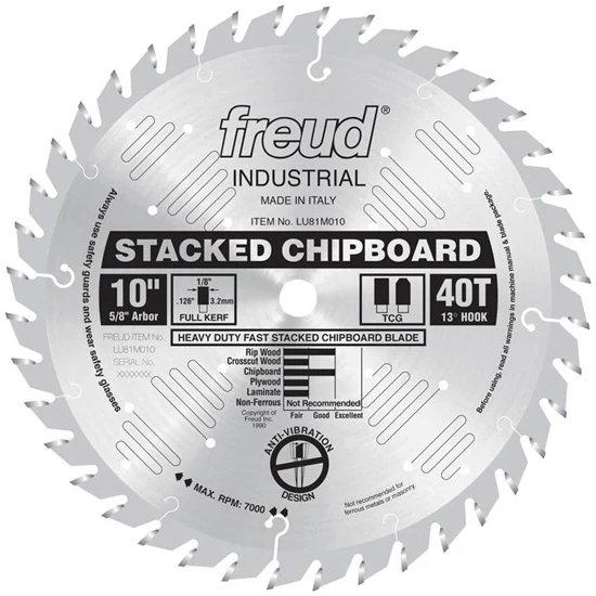 Freud Heavy Duty Stacked Chipboard Blade 10″ Diameter