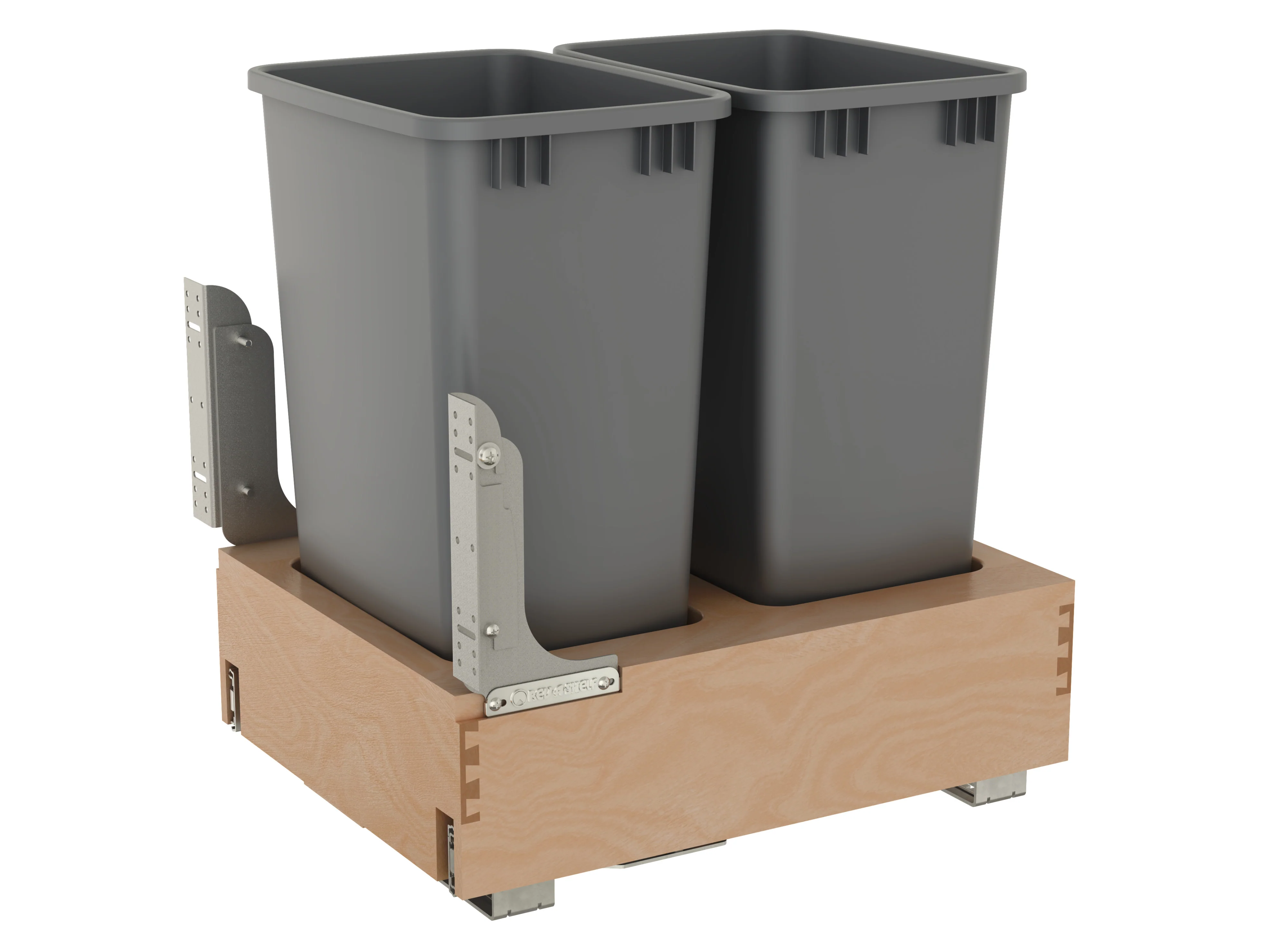 Rev-a-shelf Bottom Mount Wood Waste Container With Rev-A-Motion Metallic Silver