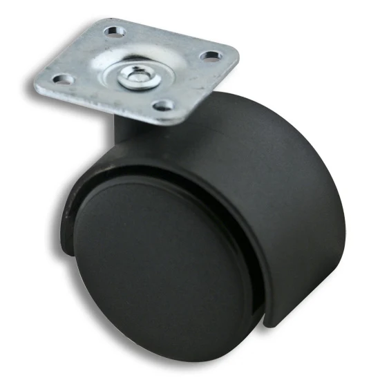 Caster No Brake Plate and Stem Black
