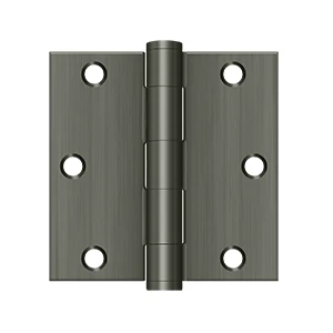 Deltana 3-1/2” x 3-1/2” Heavy Duty Square Hinge, Thickness .119”, Antique Nickel