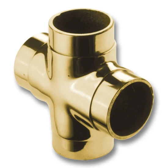 Flush Cross for 1-1/2" Tubing Polished Brass