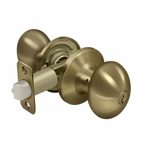 Deltana Egg Knob, Backset 2-3/8″ 2-3/4″ Non-Handed, Antique Brass, Entry