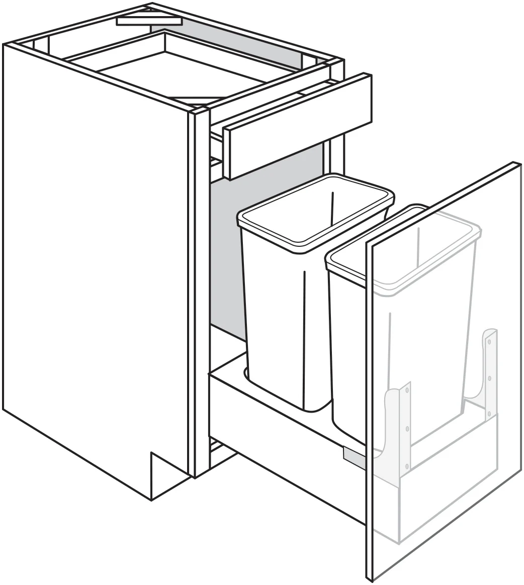 Base w/ Trash pullout & door mount kit 18 W X 34-1/2 H X 24 D – Upton Slab by JSI